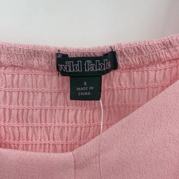 Wild Fable Pink Cropped Long Sleeve Lace Top Size Small - Picture 6 of 10